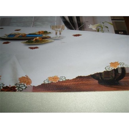 Tapestry Trading Tapestry Trading ZC0800265-6084 60 x 84 in. Embroidered Harvest Leaves Cutwork Table Cloth ZC0800265/6084